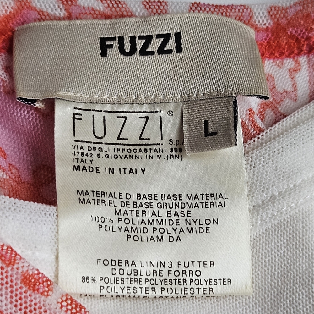 Fuzzi JPG Italy Nylon Mesh Sunset Salmon Patchwork Hankercheif Dress - Picture 11 of 15